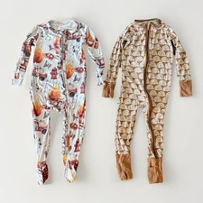 Little Sleepies 12-18 Months Bamboo Zippy + Posh Peanut Fireman Dalmatian Footie