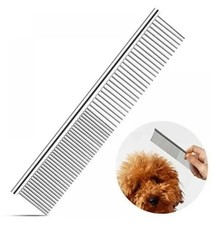 Peine de aseo de mascotas de acero inoxidable - desenredante de pelo largo y removedor de pieles para perros