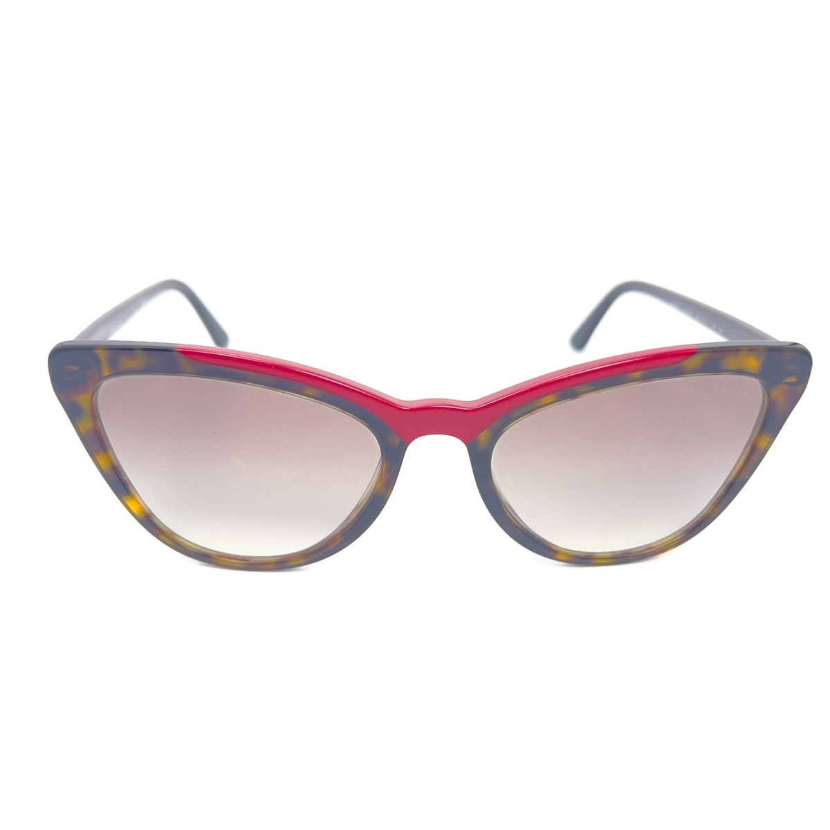 Prada SPR01V 320/0A7 Brown Tortoise Red Sunglasses Cat Eye 56-20