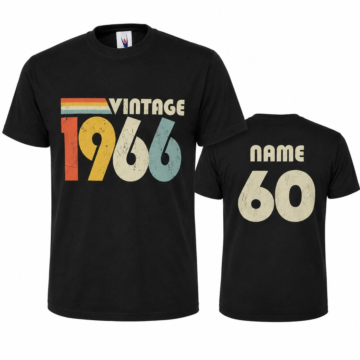 Personalised Vintage 1966 T-Shirt 60th Birthday Gift For Men Name On Back Gift