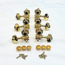 Gold Vintage Grover/Gotoh-style open back guitar tuners machine heads 3L+3R