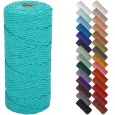 Turquoise Macrame Cord 3mm x 109 Yards Cotton Rope Yarn Craft Wall Hanging