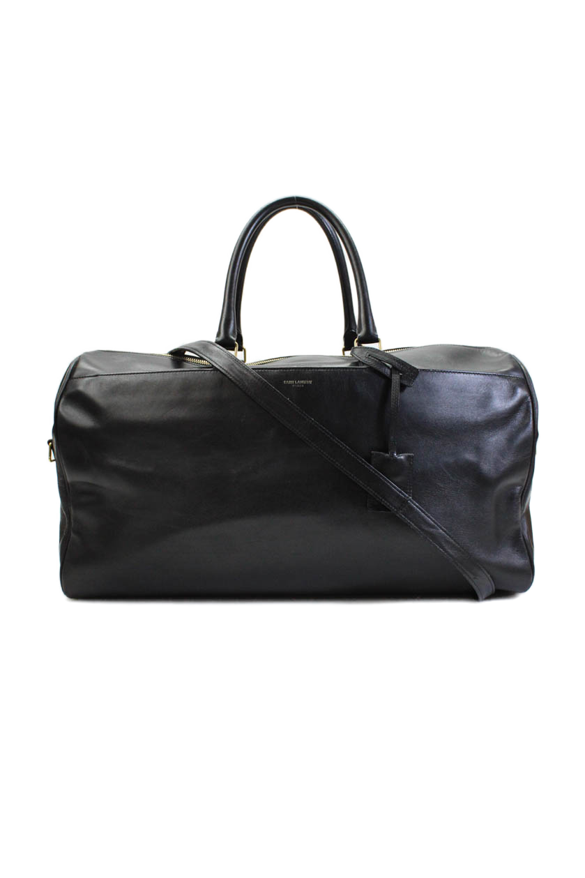 Borsone da viaggio Saint Laurent in pelle con manico superiore e cerniera classico nero
