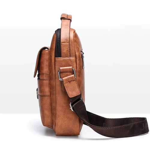 Borsa a tracolla uomo vintage pelle PU messenger tote borsetta grande capac - Foto 6 di 9
