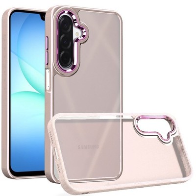 For Samsung A17 5G Case Rubberized Thick Acrylic Metal Buttons + Tempered Glass