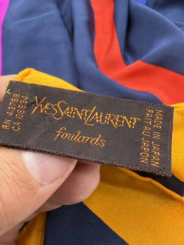 Yves Saint Laurent Silk Scarf Vintage 1980s Squared Primary Colors YSL - Picture 8 of 11