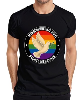 Human Rights Instead Of Rights People Peace Dove Rainbow Mens T-Shirt