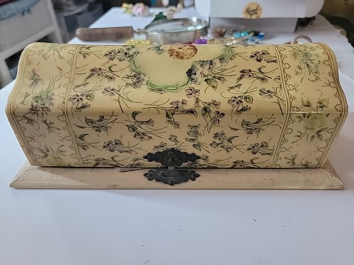 Antique Victorian Celluloid Dresser Box With Brush And Mirror - Picture 2 of 17
