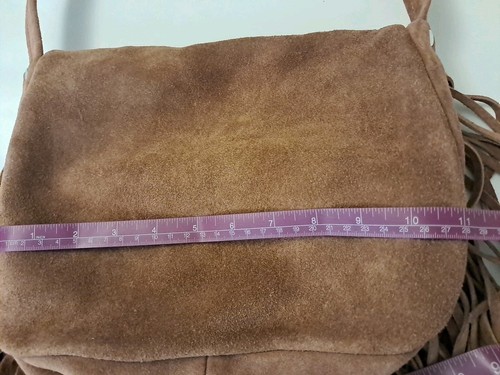 Hand Made Crazy Fringe Brown Suede Boho Hobo Crossbody Shoulder Bag Exceptional - Picture 11 of 15