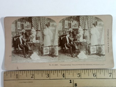 1906 B.W. Kilburn Stereoview No. 13-16837 Exasperating Scene Black & White