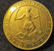 PRE CIVIL WAR ERA /CONFEDERATE 1 PC VIRGINIA STATE SEAL BUTTON ALBERT# VA-2-D-TY