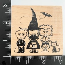 Inkadinkado Halloween Trick Or Treat Kids Costumes Witch Bat Cat Rubber Stamp
