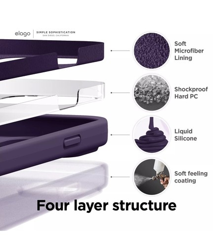 New! Elago iPhone 14 Pro Silicone Case Deep Purple - Picture 3 of 5