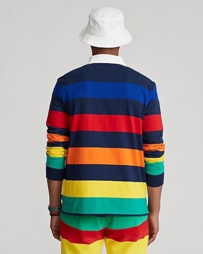 Men Size Medium - Polo Ralph Lauren Spectre Rainbow Striped Rugby Shirt 878001 - Picture 3 of 10