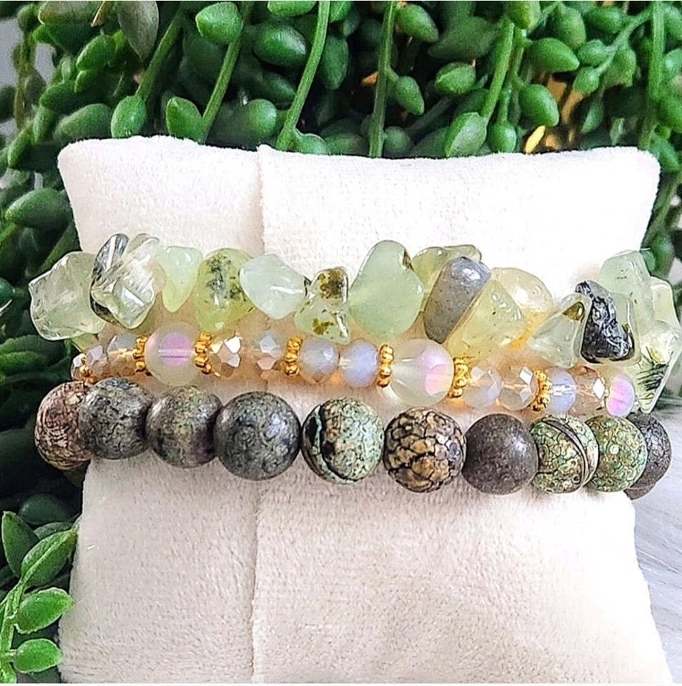 Nova Pulseira de Contas Ryze Pedra Natural Amazonita Teardrop & Accent Staxx - Conjunto de 3 - Imagem 4 de 4