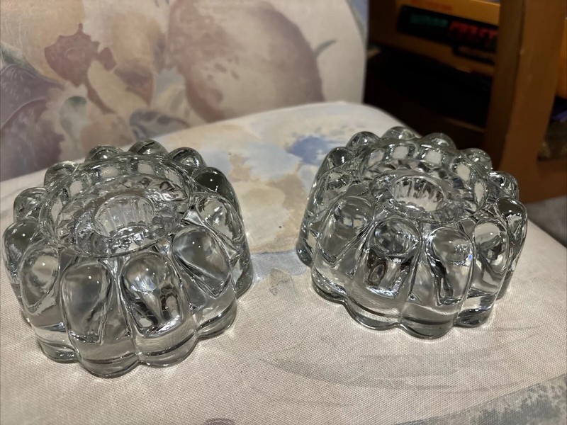 Vintage 24% Lead Crystal Heavy Set If Two Candlesticks