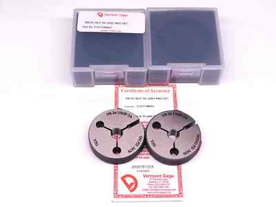NEW 3/8 24 UNJF 3A VERMONT THREAD RING GAGES .375 GO NO GO PD'S = .3479 & .3450