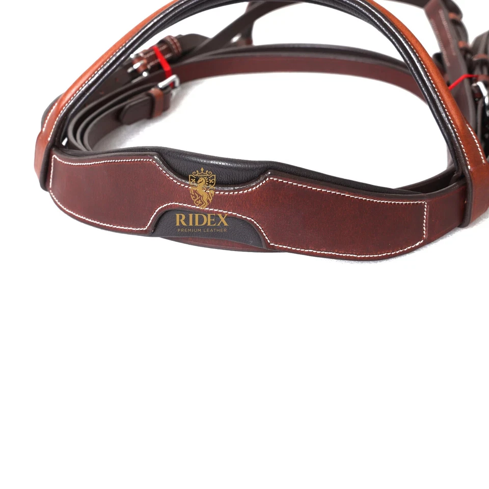 Peça de cabeça anatômica couro marrom fantasia freio de cavalo com enchimento macio - Imagem 2 de 4