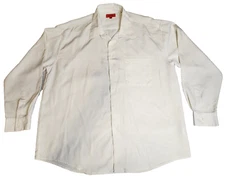 Platini Jeans Cougar Mens Dress Shirt Sz XL Ivory Button Up Long Sleeve