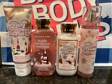 Bath & Body Works BRIGHT CHRISTMAS MORNING Mist Body Cream Lotion Shower Gel X4