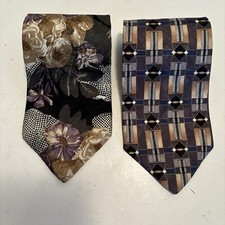 ZYLOs George Machdo Italian Silk Ties Lot Of 2  Ties 1 Floral 1 Geometric