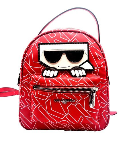 Karl Lagerfeld Red Nylon Backpack with Iconic Graphic KARL LAGERFELD PARIS RED WHITE NYLON BACKPACK - NWT | eBay main image 2
