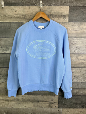 Lacoste Sweatshirt Oberteil Gr. Small hellblau bestickt oval Logo Freizeit locker