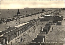 The Great Parade of Tents and Cabins, Beach Scene at Riccione, Italy Postcard