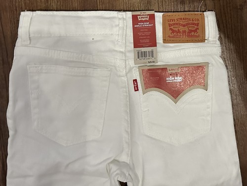 Levi Girls High Rise Ankle Straight Leg Jeans White - 6X Regular - Picture 6 of 7