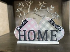 Love & Home Table Décor - Buffalo Check Reversible Hearts - Hand Crafted