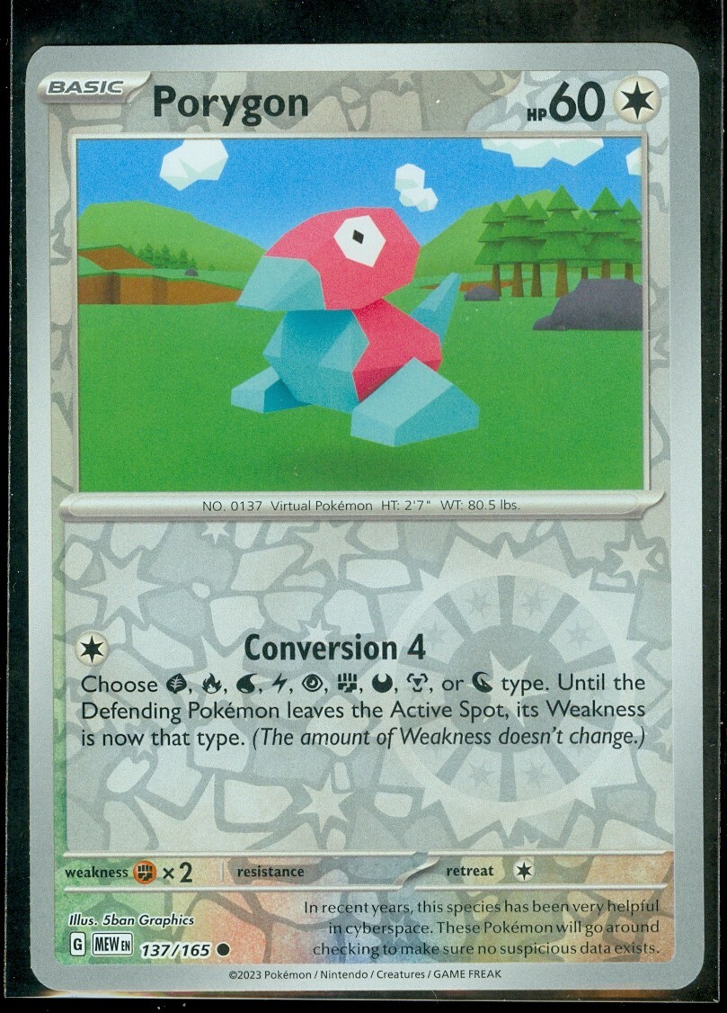 Pokemon PORYGON 137/165 Pokemon 151 - Rev Holo - - MINT