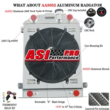 4Row Aluminum Radiator Shroud Fan Fit 1932 Ford High Boy Model 3.3L FlatHead.