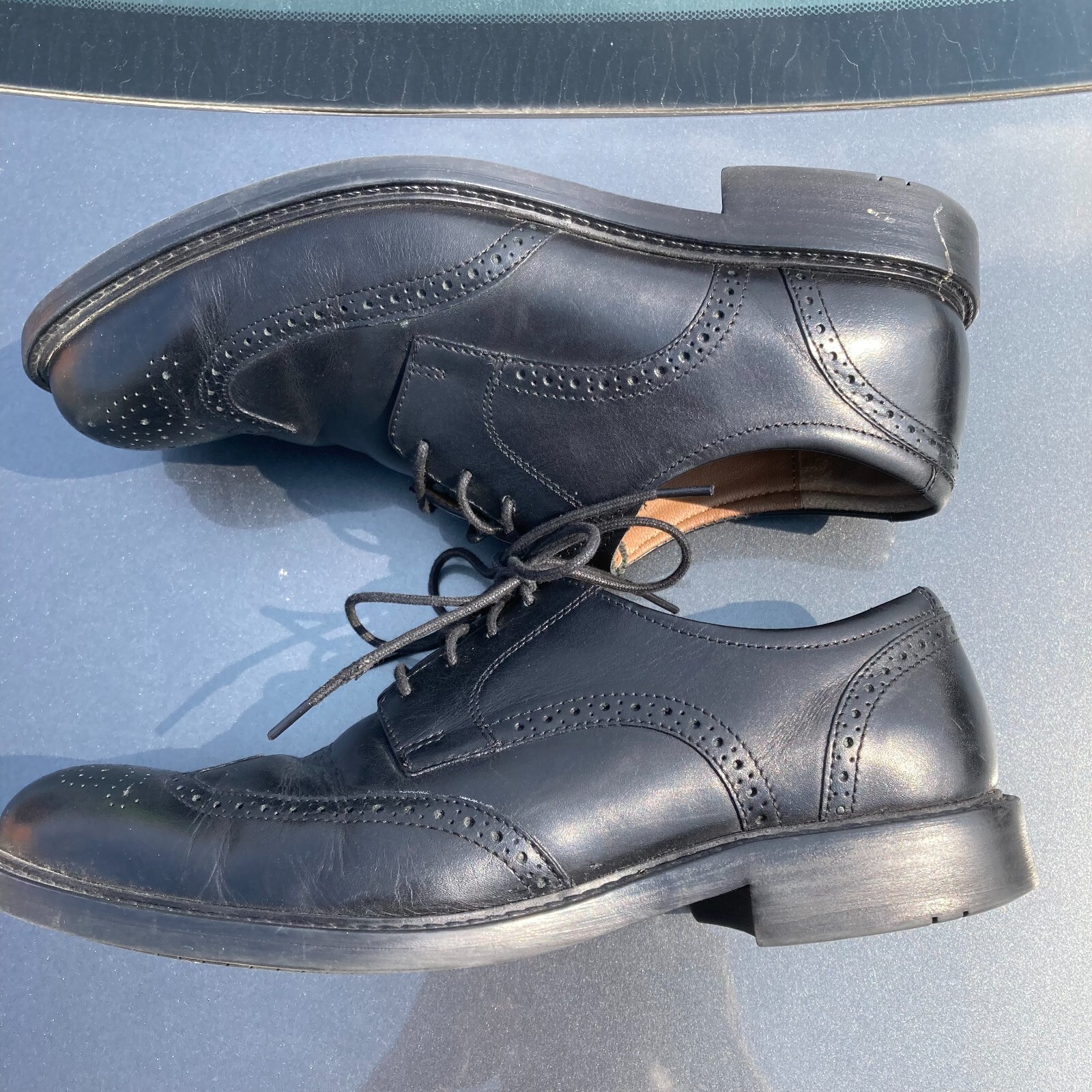 SAOLA Scarpe eleganti Oxford nere stringate da uomo Johnston & Murphy taglia 9 M in pelle 20 1865