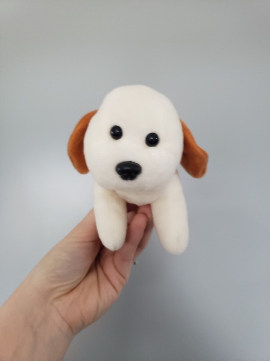 B&M dog toy soft velour tan brown Cream white UK