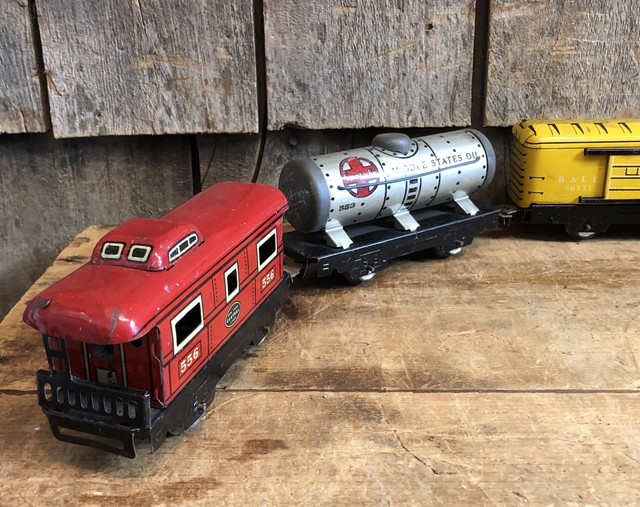 Vintage MARX Tin Litho Train Set New York Center Marlines Cars eBay