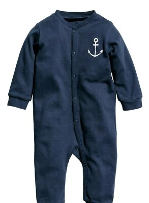 H&M Strampler Schlafanzug Pyjama Overall Dunkelblau Anker 100% Baumwolle Gr 62 - Bild 1 von 4
