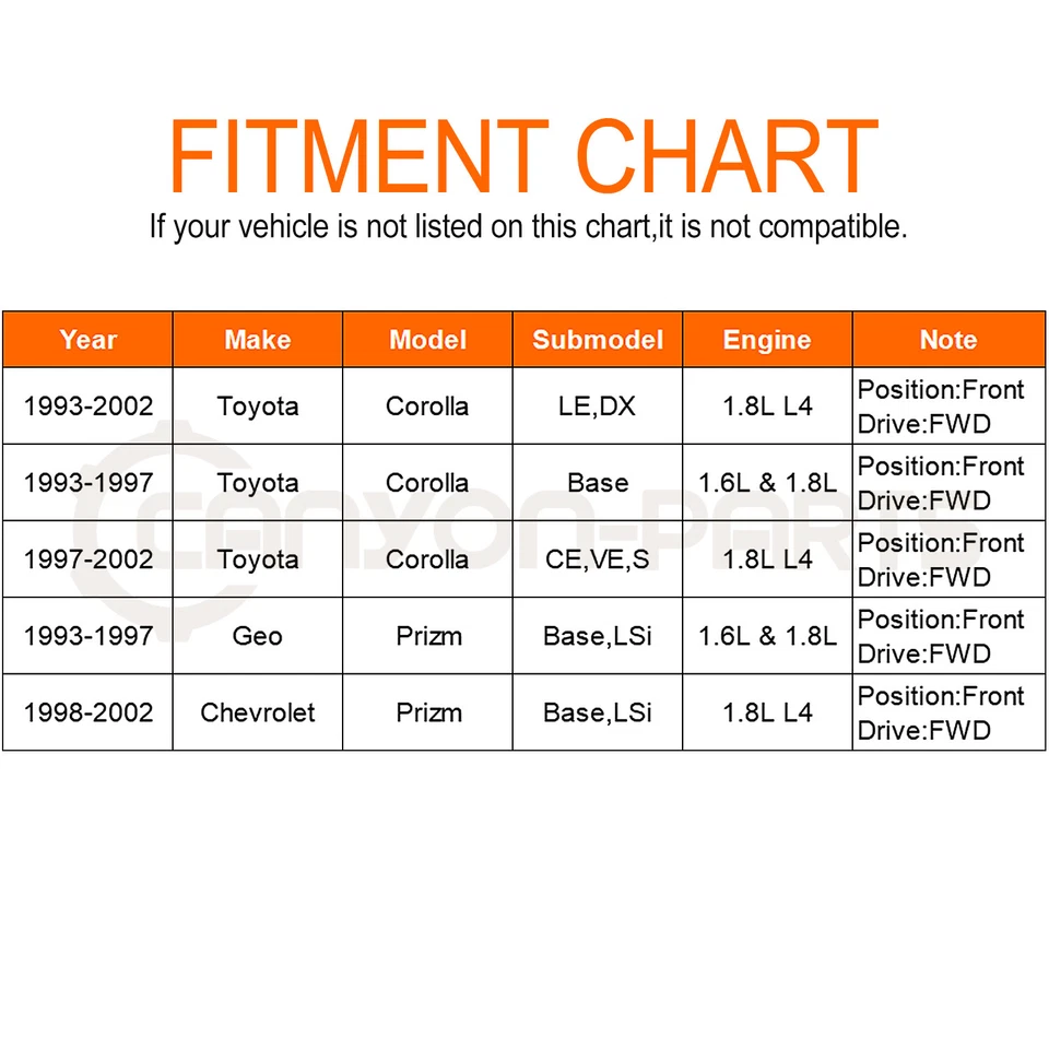 前左 CV 轴轴组件适用于 1993 - 02 丰田卡罗拉 Geo Prizm FWD — 第 2/4 张图片
