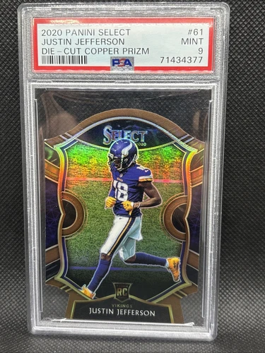 2020 PANINI SELECT JUSTIN JEFFERSON DIE-CUT COPPER PRIZM #61 MINT 9