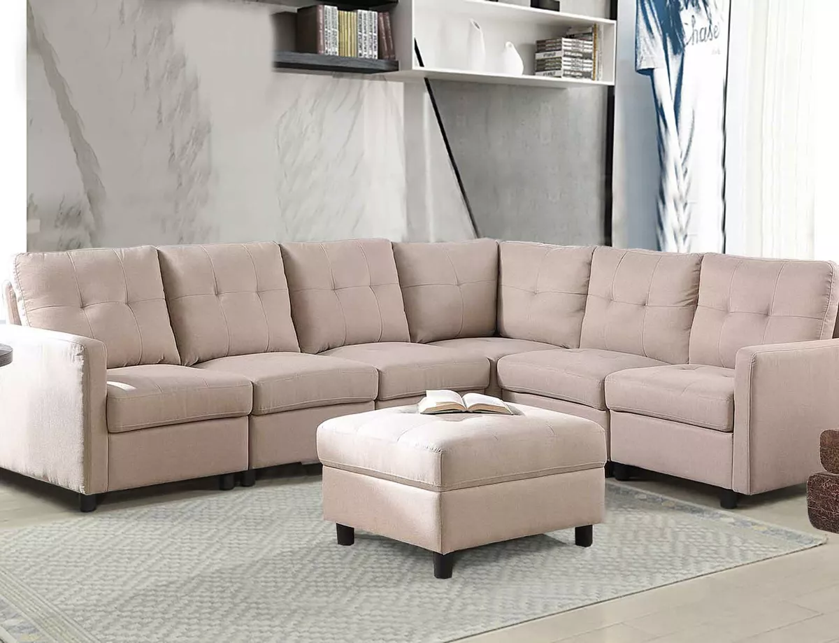 7 Seats DIY Couch Modular Sectional Sofa Modern Living Room Furniture Set Casual