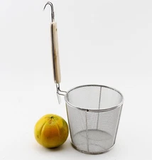 Large Flat Cylinder Wok Strainer Colander Frying Basket goodfor Rinse Boil Fry