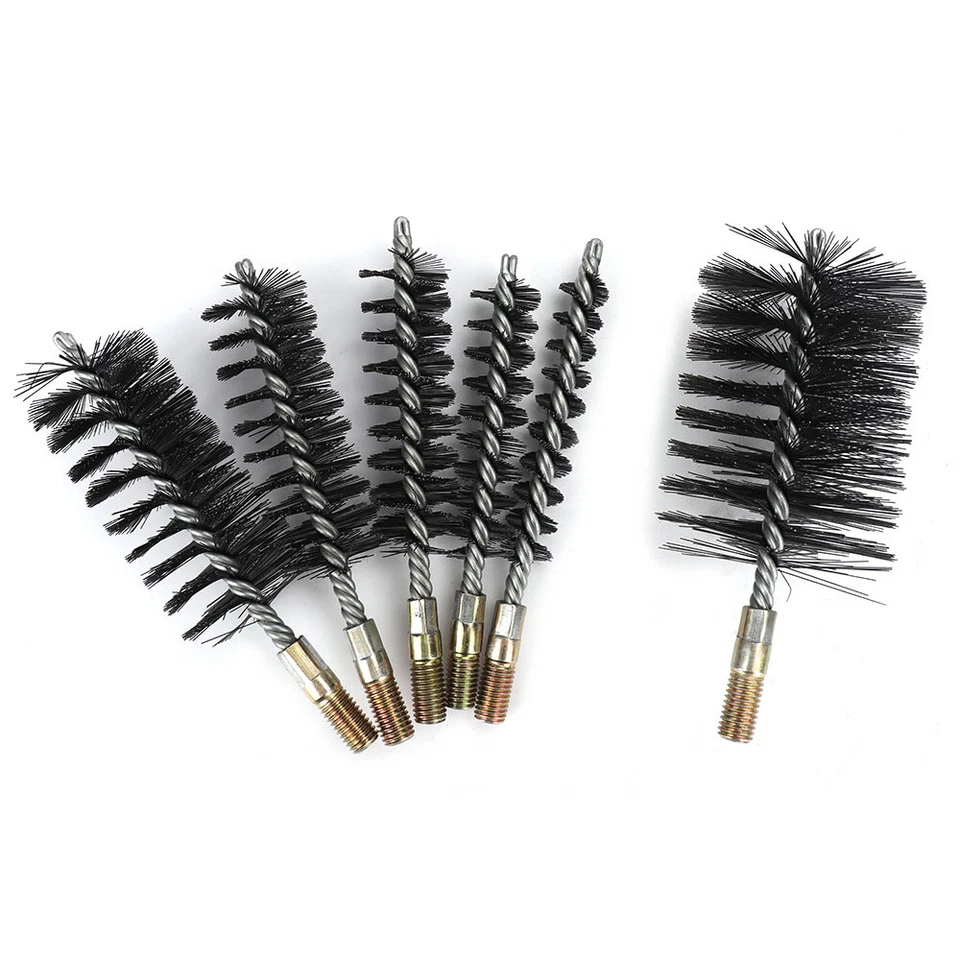 Cepillo de limpieza de alambre de acero inoxidable para tubería de 18-75 mm M6/12 cepillo de mango de rosca Foto 2 de 4