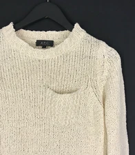Women's APC Rue Madame Paris Jumper Beige Cotton Pullover Knit Sweater Size S