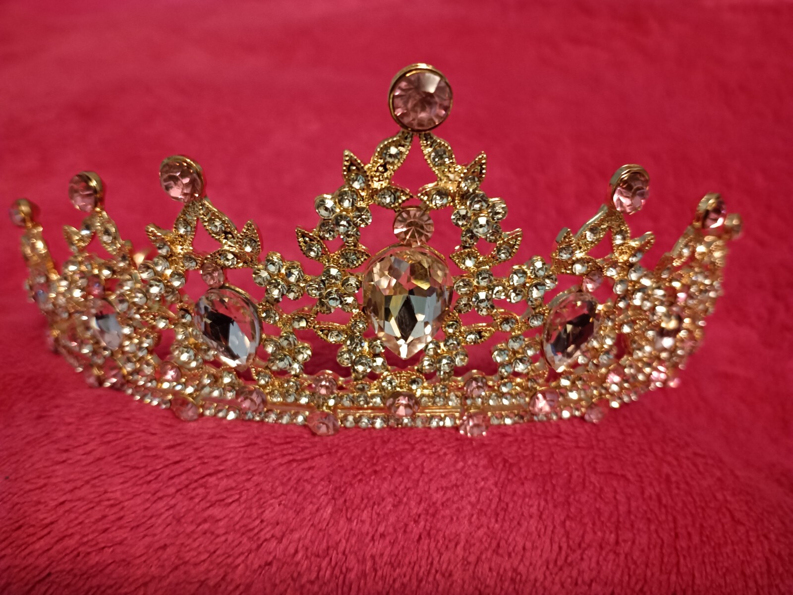 Pink Crystal High Quality Tiara and Crown for Women, Girls Rhinestone