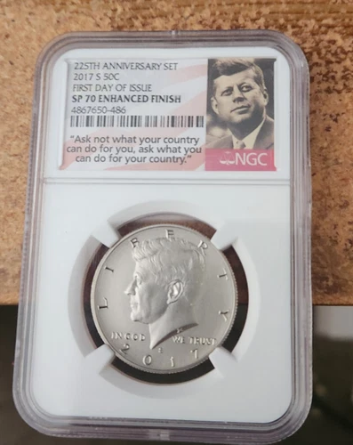 2017-S KENNEDY HALF DOLLAR 50C ~ NGC SP70 ENHANCED FINISH First Day of Issue