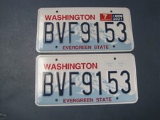 Washington State USA Evergreen State Pair of License Plates XLT & Clean BVF9153