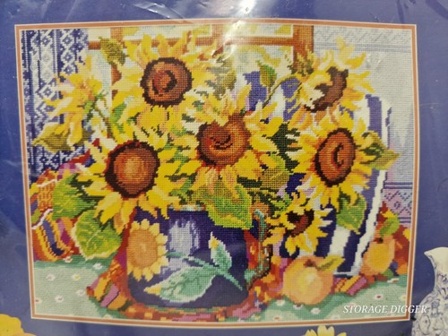 VTG NEW 1992 Bucilla "Sunflowers" Needlepoint Kit # 4661 Size 16" x 12" - Picture 6 of 6
