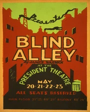 POSTER BLIND ALLEY BY JAMES WARWICK THEATER URBANISM USA VINTAGE REPRO FREE S/H
