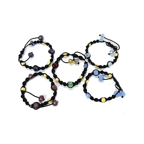 Wholesale Lot 8 Faceted Crystal Bead Adjustable Shamballa Bracelets 18 Colors - Picture 1 of 18