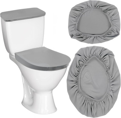 Thinp Toilet Lid Cover and Toilet Tank Cover,Grey Toilet Seat Cover with Elastic
