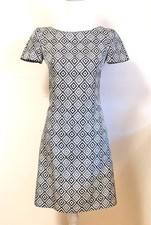 PRADA Mini Dress Geometric Print Short Sleeve Wool Silk Blend Size 36